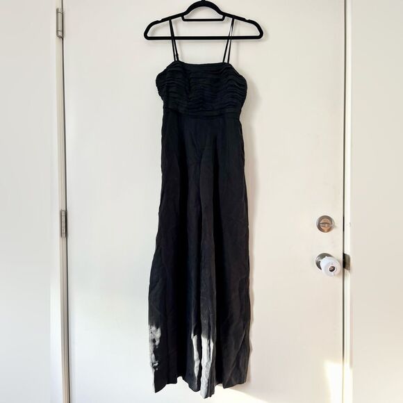NWT Madewell Madeline Ruched Crop Straight Leg Jumpsuit in True Black - Picture 8 of 10